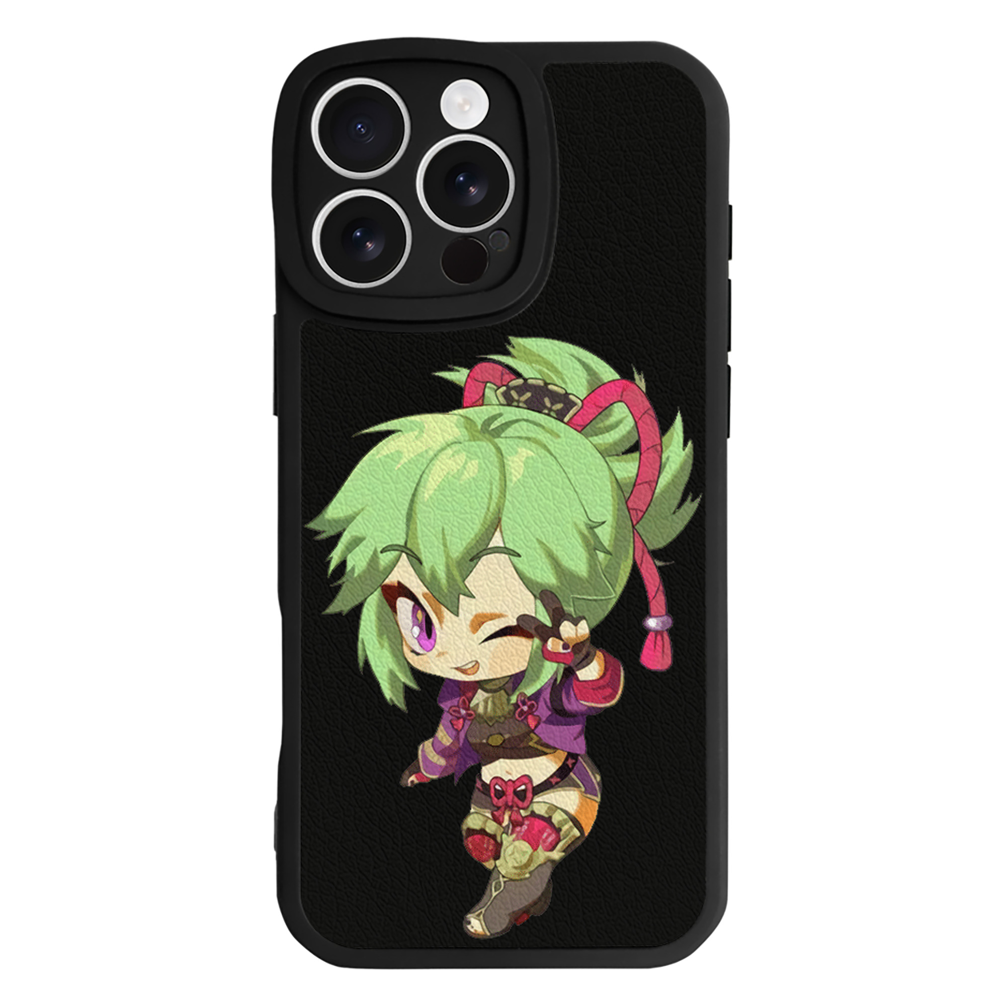 げんし神  久岐忍 くき しのぶ genshin Kuki Shinobu 【iPhone 16シリーズ対応】シリコンスマホケース（レザー調） 材質：シリコン